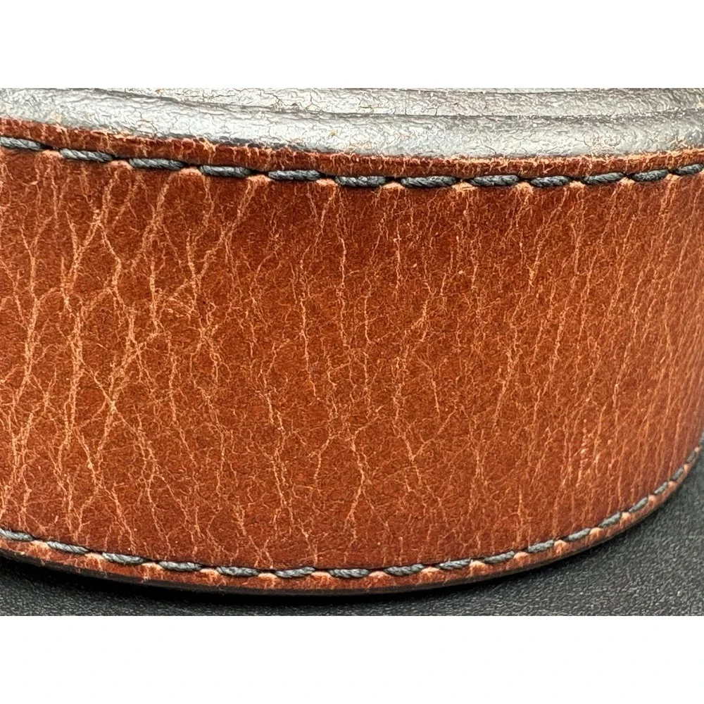Fossil Men's Brown Leather Belt 90/36 Silver Buckle MB102222236 US Seller GUC
